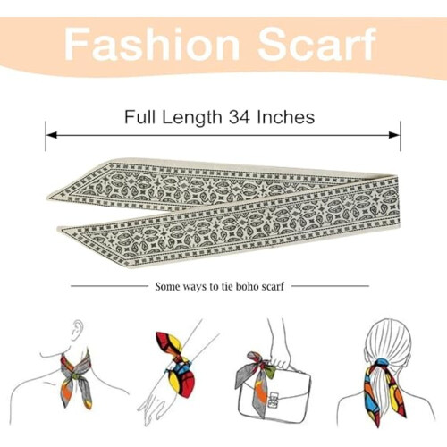 Set satijnen sjaals voor dames, boho chic, 4 stuks 1