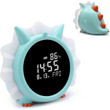 Despertador Dinossauro para Crianças com Luz Noturna, Visor de Temperatura, Toque, 3 Alarmes, Soneca, Recarregável USB
