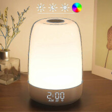 Despertador com Simulação do Amanhecer e Função de Anoitecer, Luz Noturna com 5 Sons da Natureza e Controle por Toque
