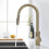 Kitchen Faucet, Brushed Gold, Pull Out Spray, 360 Degree Swivel, for Kitchen Sink Use 1