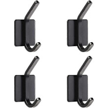 Ganchos adhesivos doble pared acero inoxidable 304, 4 unidades, negro mate, impermeables, 3 kg, para baño cocina dormitorio oficina