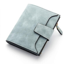 Damesportemonnee, effen patroon, casual stijl, kleine ritssluiting, PU-hoofdmateriaal, polyester voering, slanke kaarthouder
