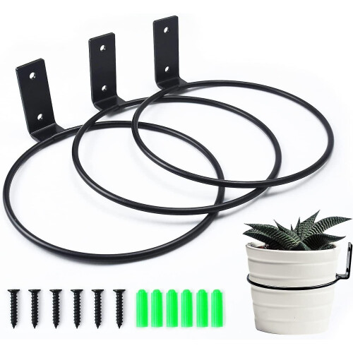 Suporte para Vaso de Parede de Ferro, 6 Polegadas, 3 Unidades, Capacidade 20 lbs