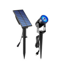 Projecteur solaire bleu extérieur, IP65 étanche, aluminium moulé, 3W panneau solaire, 2 modes d'éclairage, installation murale ou au sol
