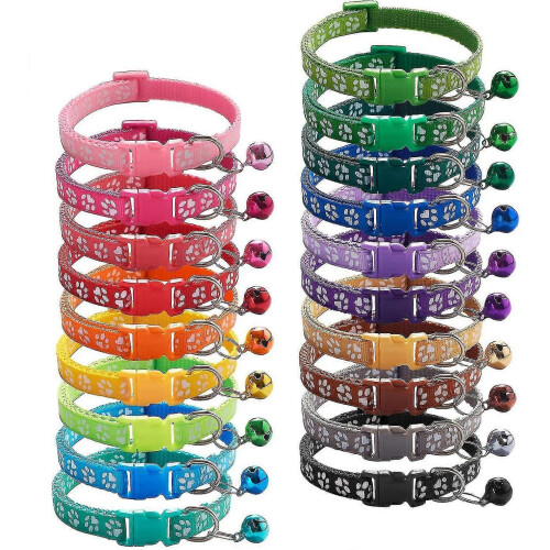 Coleira de Identificação para Cães e Gatos Ajustável 7.5-12.5 Polegadas, 19 Cores, Fivela de Segurança, Nylon Macio