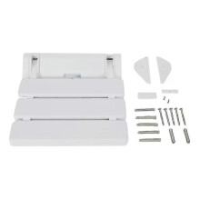 Opklapbare douchestoel voor wandmontage, aluminiumlegering + ABS-hars, wit, 36*33*5 cm, draagvermogen 130 kg, voor de badkamer