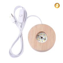 Suporte de Iluminação para Exibição em Carvalho Sólido, LED 1.2W, Alimentação USB, 3 Cores de Luz, Base Minimalista para Quarto Sala Café