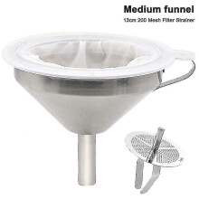 Imbuto in acciaio inox con filtro a 200 maglie, imbuto da cucina in acciaio inox 304 per alimenti, ideale per succhi di frutta, vino e latte.