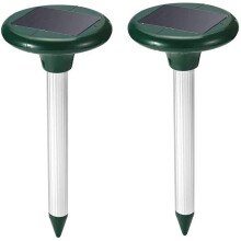 2 Pack Ultrasonic Rat Repeller, Solar Powered, IP65 Waterproof, Outdoor Garden Yard Farm Pest Control for Rodents Cats Dogs Snakes