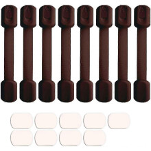 8 Pack Brown Child Safety Cabinet Locks, Adjustable Straps Baby Proof Latches For Drawers Oven Refrigerator Toilet Seat Closet Cupboard