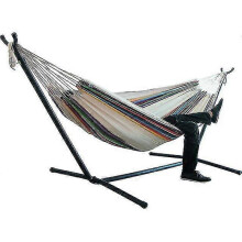 Hamaca doble de camping, 200 x 150 cm, carga máxima de 150 kg, cama colgante de lona para patio, porche o dormitorio, sin estructura.