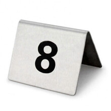 Lot de 25 numéros de table en acier inoxydable, base stable, double face, pour restaurant, hôtel, café ou bar.