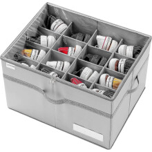 Organisateur de chaussures pour placard, capacité de 16 paires, transparent, pliable et de grande taille, avec séparateurs ajustables, gris.