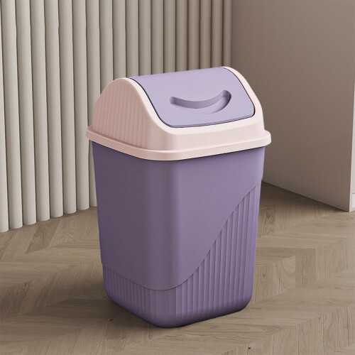 Swing Top Trash Can Purple Plastic 12L 2