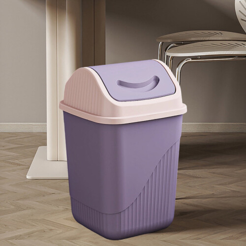 Swing Top Trash Can Purple Plastic 12L 1