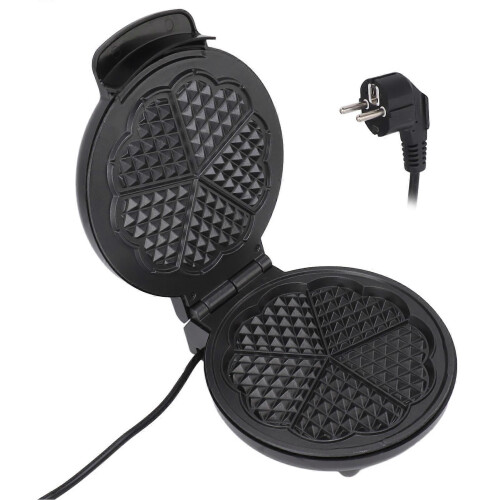 Double Sided Flip Waffle Machine for Home Use, Black, 1000W, Adjustable Thickness, Non-Stick Coating