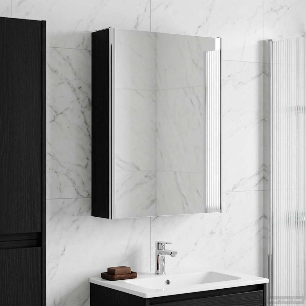 Vidaxl Bathroom Mirror Cabinet Black Oak 53.5 X 15.5 X 70 Cm