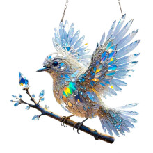 Suspension pour fenêtre en acrylique coloré, oiseaux sur branche, décoration pour maison et véranda