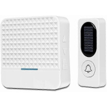 Campainha Sem Fio Solar com IP64, Alcance 300m, 52 Tons, 4 Níveis de Volume, Sensor LED Noturno, Portátil ou Parede