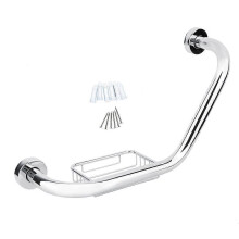 Stainless Steel Bathtub Safety Grab Bar with Integrated Soap Holder, Rust Resistant, Bathroom Handrail for Elderly and Children