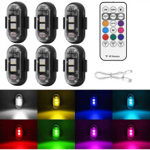 Feux stroboscopiques LED sans fil pour voiture et moto avec télécommande, 8 couleurs, étanches et rechargeables par USB.