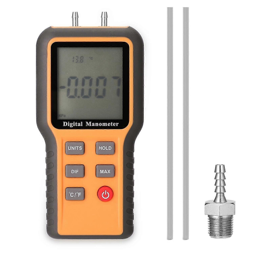 Digital Manometer LCD Display,   Switchable, 12 Adjustable Pressure Units, Differential Pressure Measure for HVAC Ventilation Systems