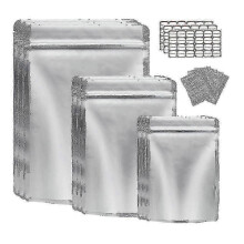 Bolsas Mylar 50 unidades para almacenamiento de alimentos, 3 tamaños, con absorbedores de oxígeno y etiquetas