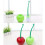 Scopa per WC a forma di ciliegia con supporto e manico lungo, colore verde. 7