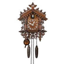 Relógio Cucu de Parede Quartzo, Madeira Artesanal, Chalé Floresta Negra Tradicional, Marrom, Desligamento Noturno