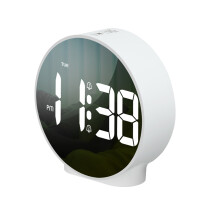 (White) Digital Alarm Clock LED Desk Travel Electronic Clock Dual Alarm 12/24H Snooze Week Display Bedside Clock Table Clock