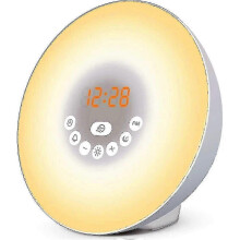 Despertador Luminoso com Simulador de Amanhecer, Luz Noturna Escura, Som Natural, Rádio FM, Lâmpada de Mesa