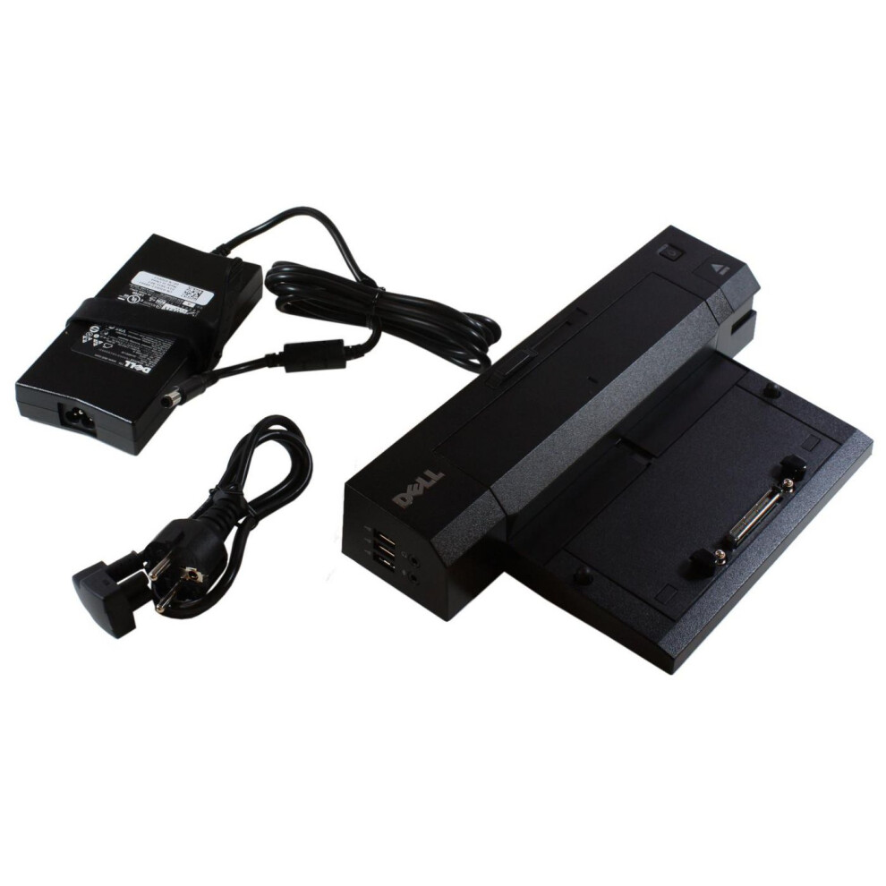 Dell Docking Station For E-Family Laptops Features Multiple Usb Ports Ethernet And Dual Monitor Support.