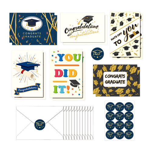 Graduation Cards 6 Designs 12-Pack with Envelopes
