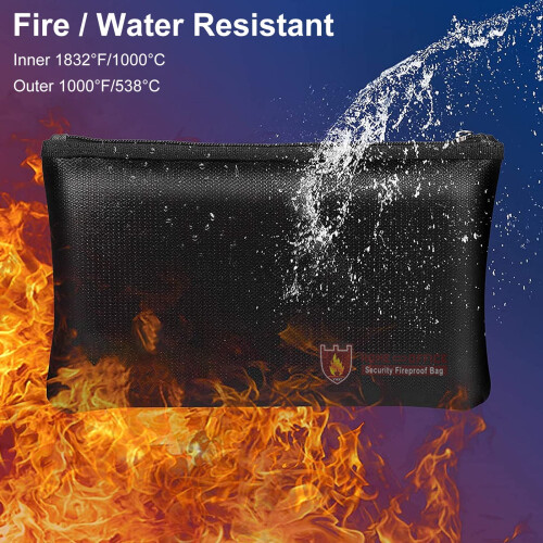 Fireproof Document Bags Waterproof Zipper Pouches 3 pcs 1
