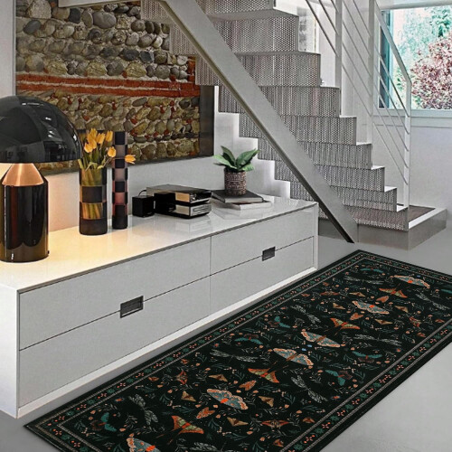 Insect Area Rug Soft Machine Washable 2'x6' Black 1