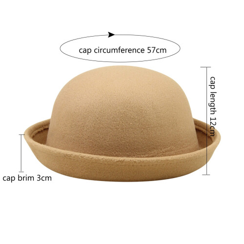 Dameull bowlerhatt med elegant opprullbar brem 2