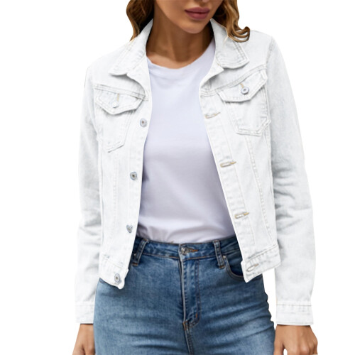 Γυναικείο τζιν μπουφάν Oversize από συμπαγές βαμβάκι Flame 1