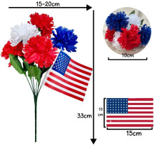 American Flag Artificial Flower Bouquet Red White Blue