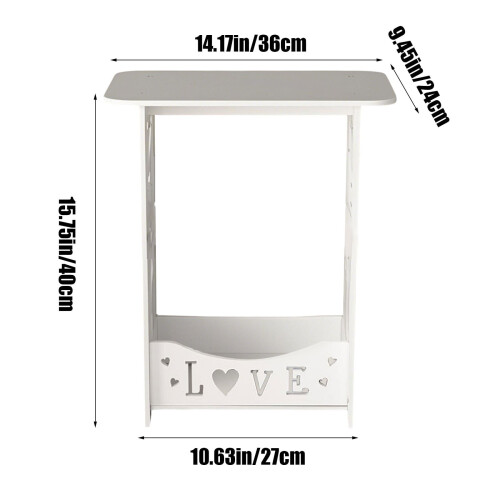 Mesita de noche compacta de PVC blanco con 1 cajón. 2