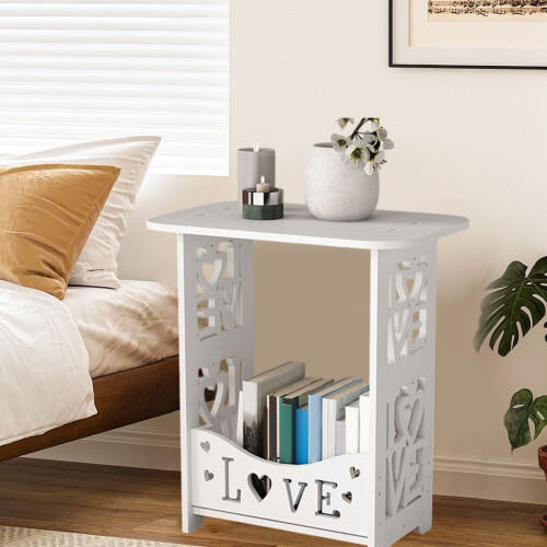 HomeTupukom Side Table Mid-Century Modern White 2