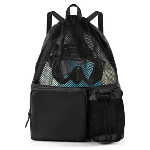 Black swim backpack with wet pocket 40 x 47 cm