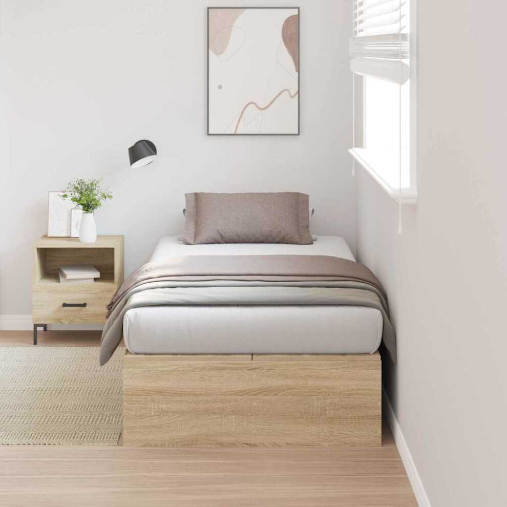 Vidaxl Storage Bed Frame Sonoma Oak 90 X 200 Cm Engineered Wood
