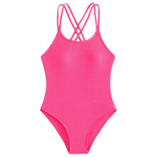 Girls' Hot Pink Tankini Swimsuit with Beach Party Design & Rash Guard – 8-9 Years, Compatible with Pool & Beach