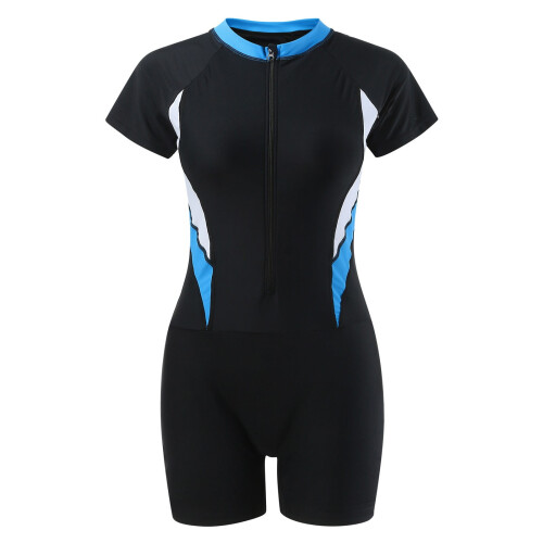 Damen-Rashguard-Badeanzug, kurzärmelig, Boyshort 1