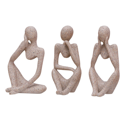 Moderne abstrakt tenker harpiksstatue 3 stk