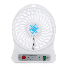 1 stuk draagbare oplaadbare LED-ventilator met koelfunctie, mini-bureauventilator met USB-aansluiting (18650-batterij), wit