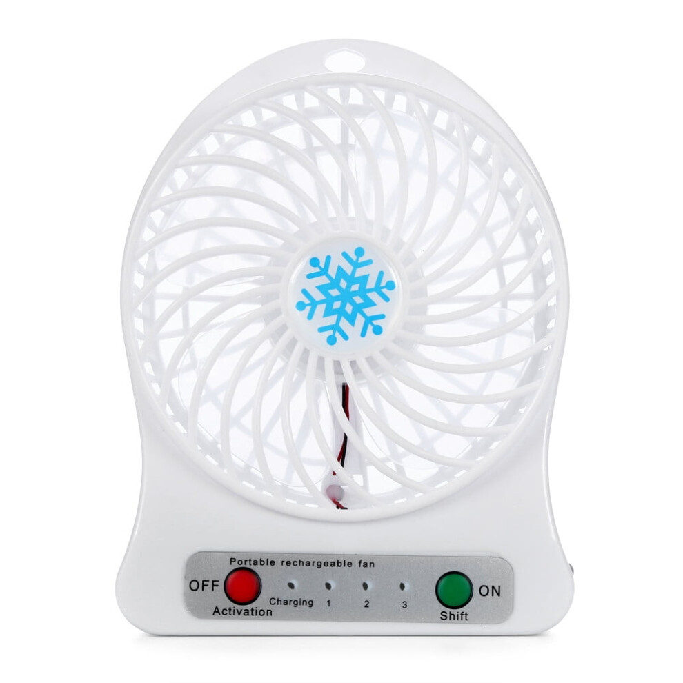 Led Desk Fan With Usb Rechargeable Battery White 972700677663