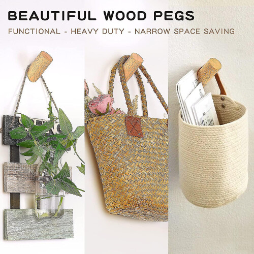 Gancho de Parede de Madeira de Faia Natural com Capacidade de 25 lbs 1