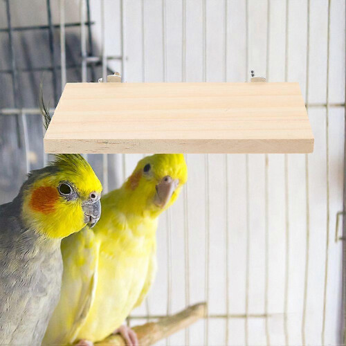 Plataforma de Pouso de Madeira para Aves, Compatível com Gaiolas Padrão para Periquitos e Hamsters 2