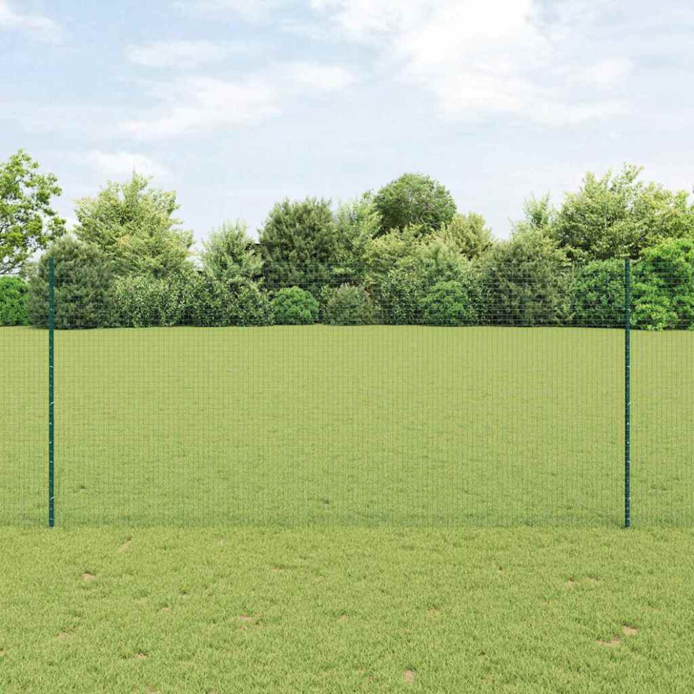 Vidaxl Welded Wire Fence With Post 10 X 1.4 M Pvc-Coated Steel Green